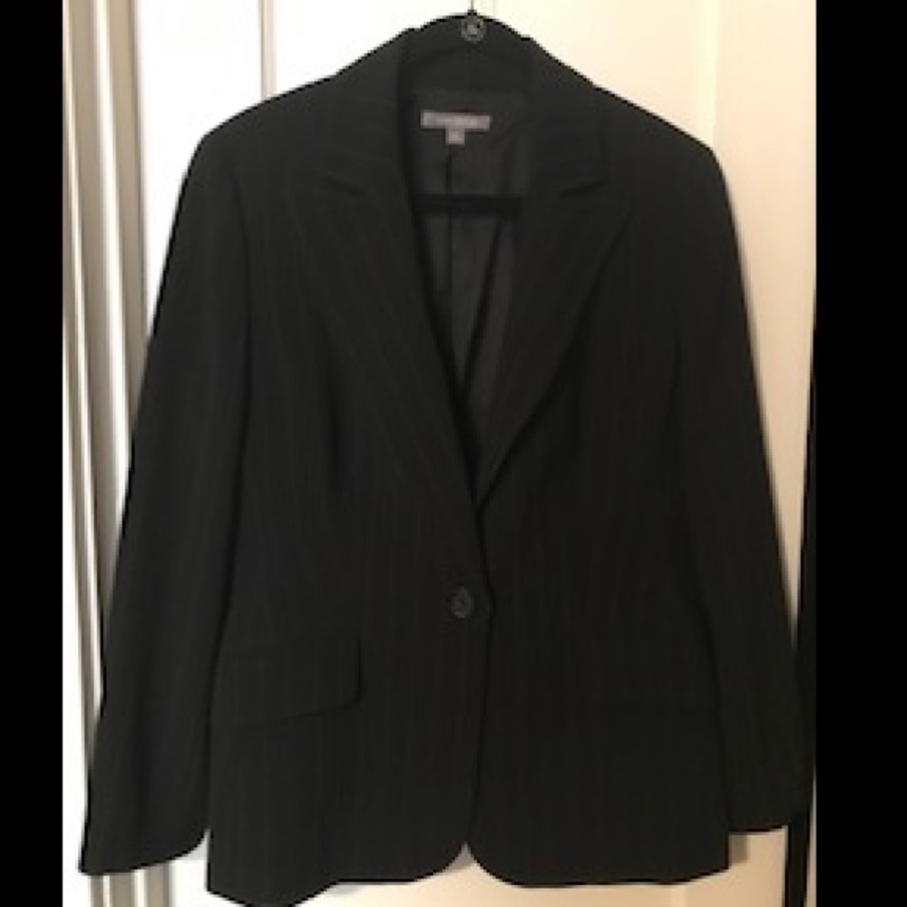 Like New Blazer, Black with Lilac Pinstripes.